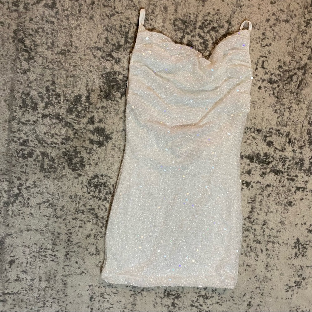NWT! Miss Ord Slouch Neck Open-Back Sequin Mini Dress